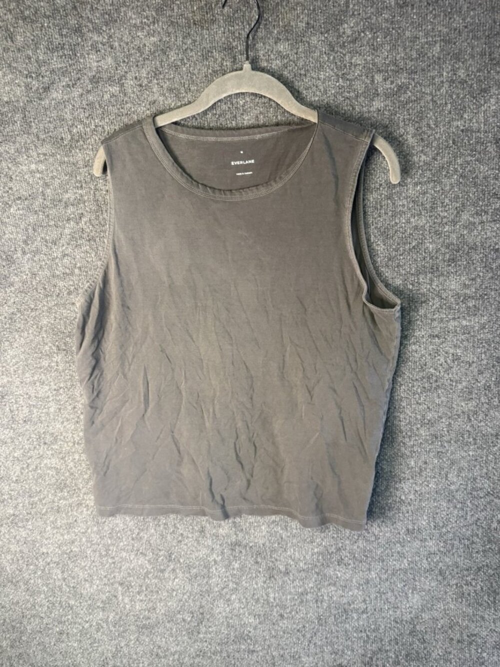 Everlane Tank Top Womens Medium Gray Crew Neck Sleeveless 100% Cotton Basic